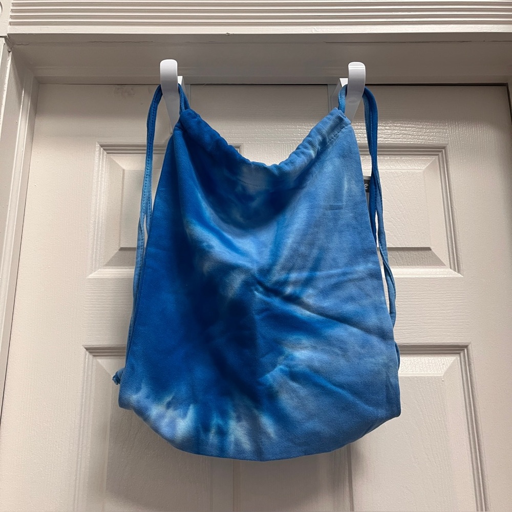 NEW! Tie Dye Rope Tote Backpack Bag - Blue Spiral - 80/20 Fleece